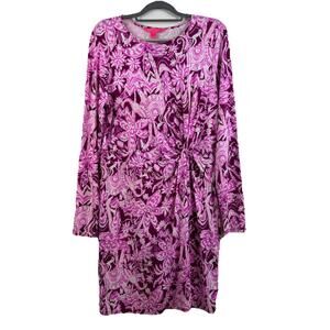 Lilly Pulitzer Lynn Long Sleeve Twist Dress In Mulberry Wild Ride Large Tropical